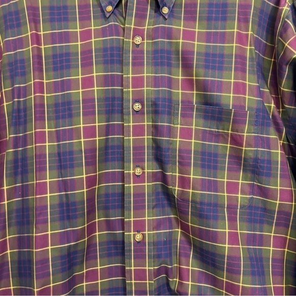 Allen Edmonds Wrinkle Free Men's Plaid Button Up Dress Shirt Large Long Sleeve - Picture 2 of 7